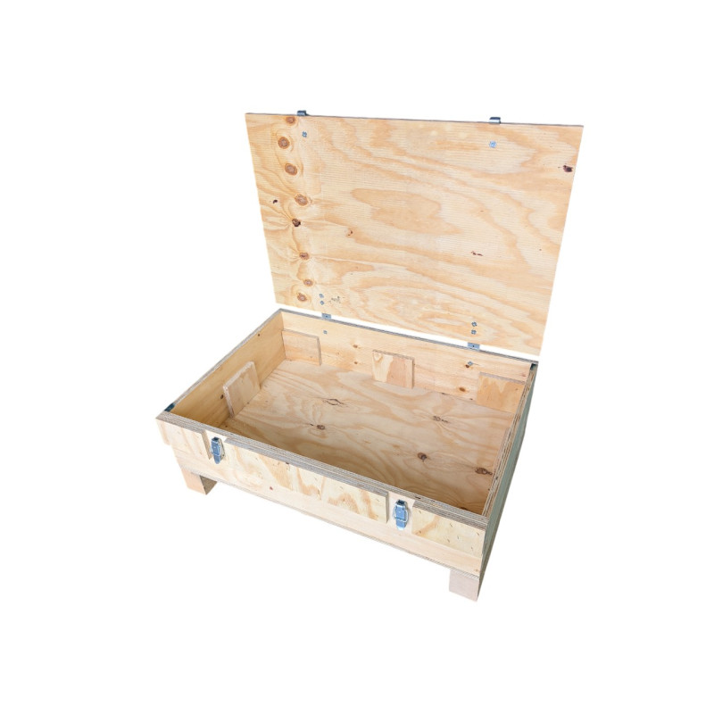 Caisse contreplaqué avec couvercle sur charnière